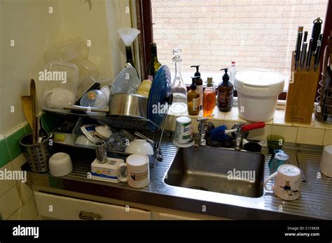 Messy Kitchen Sink Stock Photo Alamy