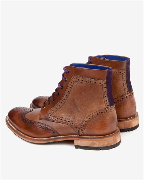 Ted Baker Leather Wingtip Brogue Ankle Boots In Brown For Men Tan Lyst