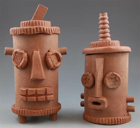 Extruded Clay Robot Jars You Can See More Of My Clay And Painting