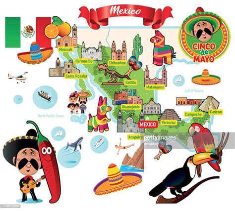 Cartoon Map Of Mexico High Res Vector Graphic Getty Images