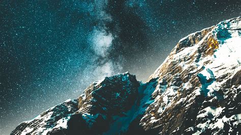 Download Wallpaper 1366x768 Starry Sky Milky Way Mountains Night