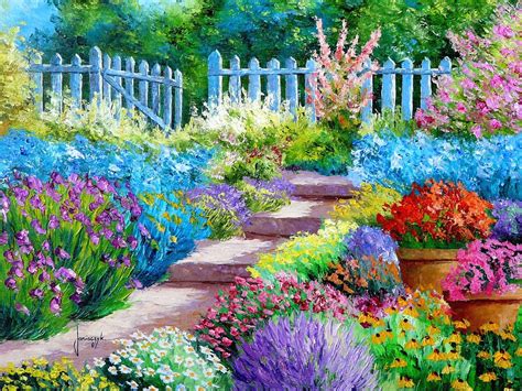 Hd Flower Garden Painting Art Widescreen Resolutions
