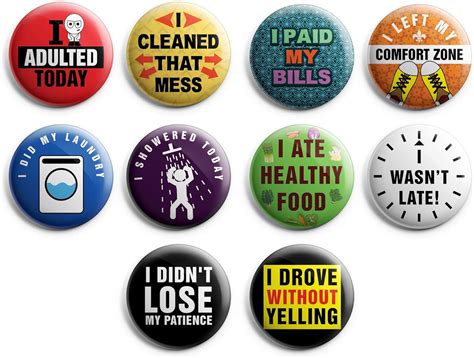 funny pinback buttons adulting 10 pack cool fashion accessories indoor outdoor wear epic