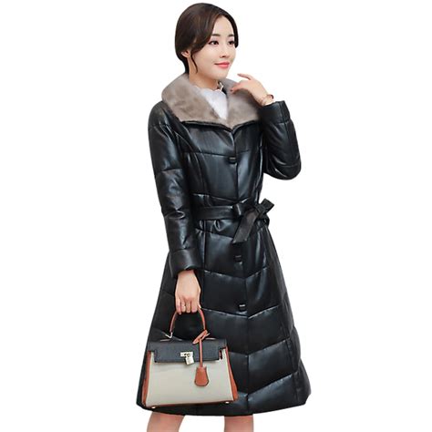 Beauty Steele 2017 Winter Leather Coat Women Pu Long High Quality Qrtificial Leather Leisure