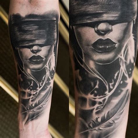 tattoo uploaded by stacie mayer healed blindfolded woman by chris block healed blackandgrey
