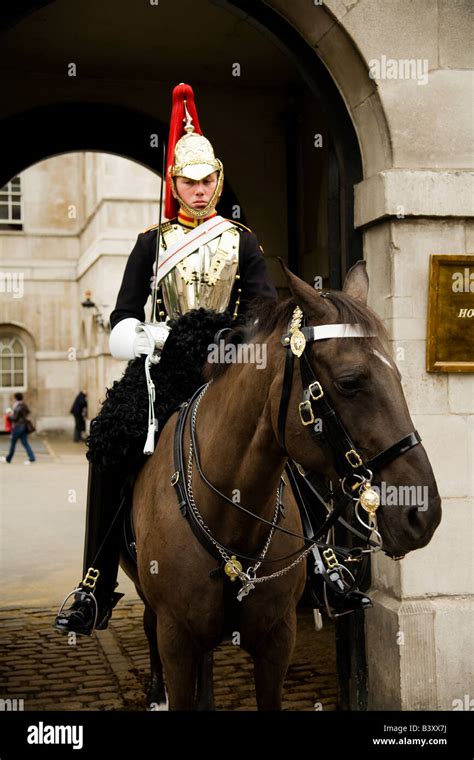 Kings Troop Royal Horse Artillery Solider On Guard At Horse Guards