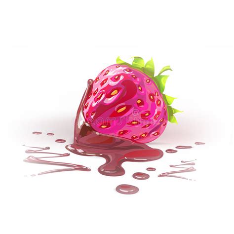 Strawberries In Chocolate Realistic Detailed Vector Illustration Stock