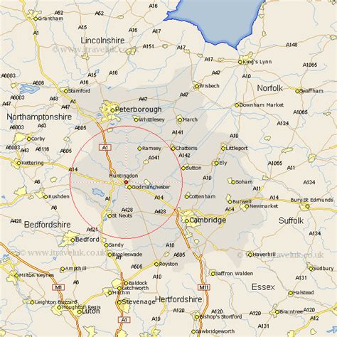 Huntingdon Map - Street and Road Maps of Cambridgeshire ...