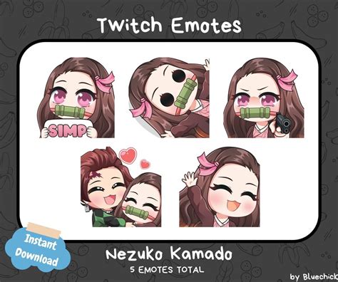 Nezuko Emotes 5 Twitch Emotes Discord Emotes Etsy
