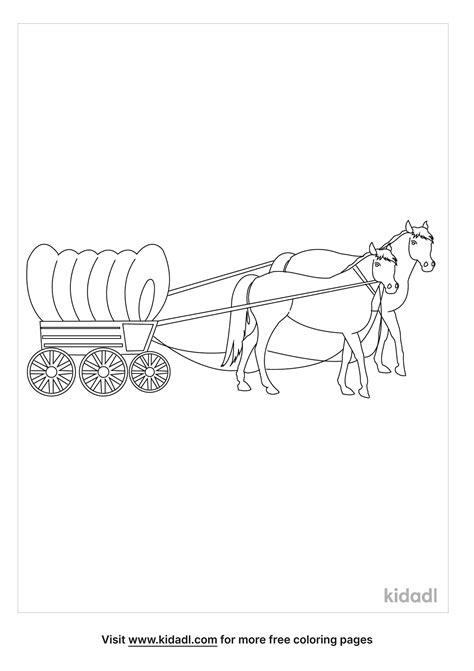 Free Covered Wagon And Horses Coloring Page Coloring Page Printables