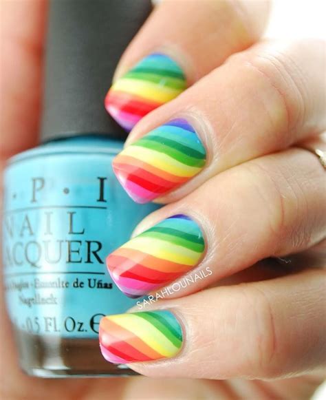 Rainbow Striped Nails Rainbow Nails Rainbow Nail Art Rainbow Nails