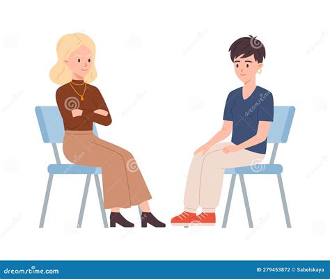 Women Sitting Opposite Each Other Therapy Flat Style Vector