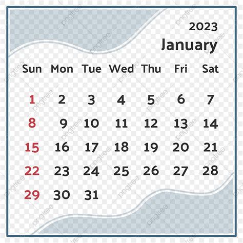 January 2023 Calendar January January Calendar 2023 Calendar Png