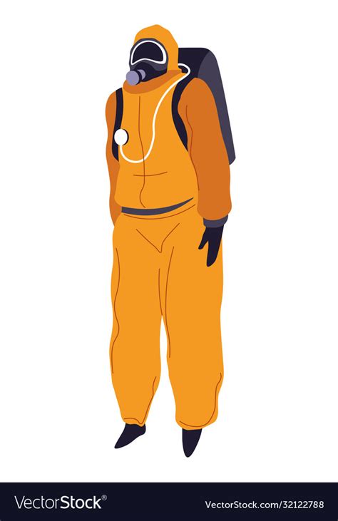 Protective Costume With Mask Hazmat Suit Vector Image