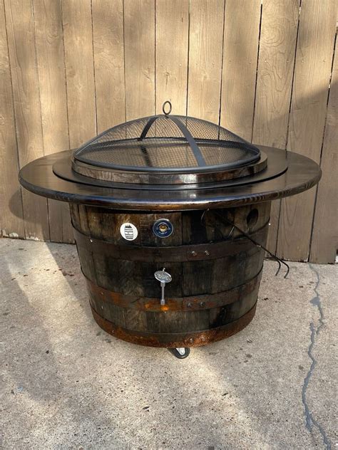 The 22 Whiskey Barrel Fire Pit Propane Or Natural Gas Etsy