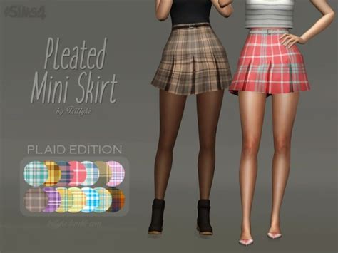 The Sims Resource Pleated Mini Skirt By Trillyke • Sims 4 Downloads