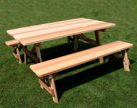 42 Wide Red Cedar Traditional Picnic Table Wbenches