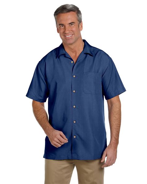 Harriton M560 Mens Barbados Textured Camp Shirt Shirtmax