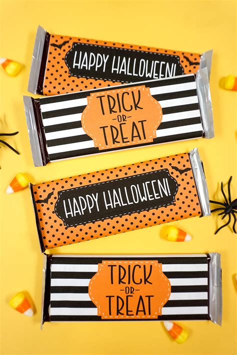 Download free printable holiday candy bar wrappers. Free Printable Halloween Candy Bar Wrappers - Happiness is Homemade