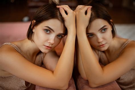Women Victoria Sokolova Face Short Hair Portrait Mirror