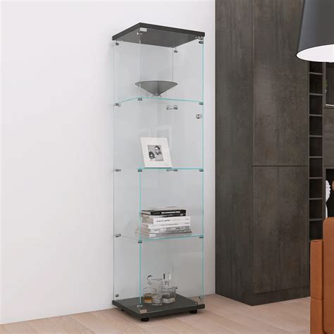 Buy 64 H Glass Display Cabinet 4 Shelf Glass Door Cabinet Curio Collection Display Case Trophy