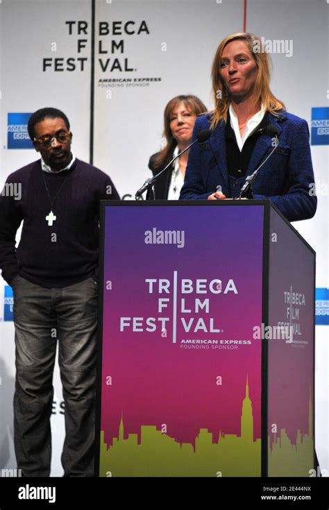 L R Director Spike Lee Tribeca Film Festival Co Founder Jane