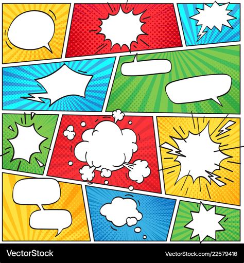 comic page layout funny comics striped scrapbook vector image