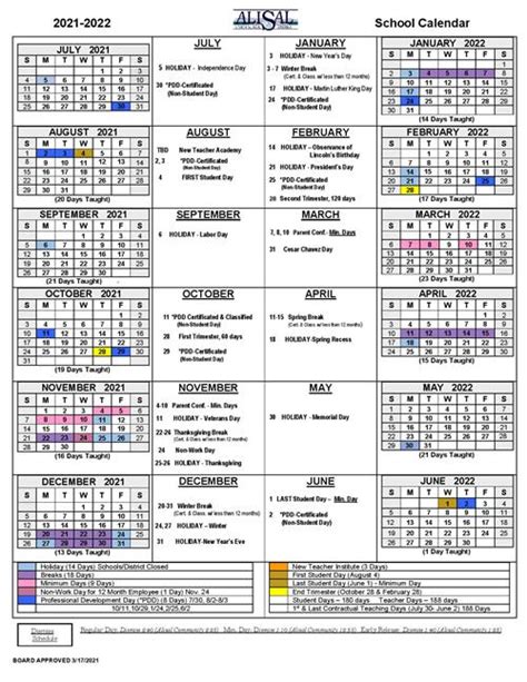 Alisal Union School District Calendar 2021 And 2022