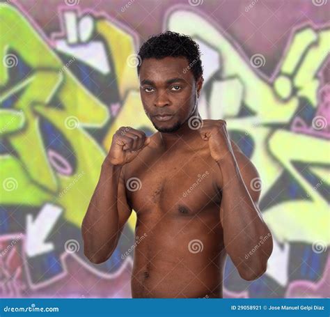 Muscled African Boy With Defensive Attitude Stock Image Image 29058921