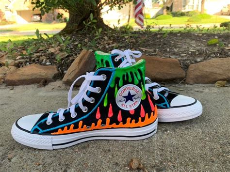 Custom Painted Converse Black Converse Shoes Painted Converse Diy