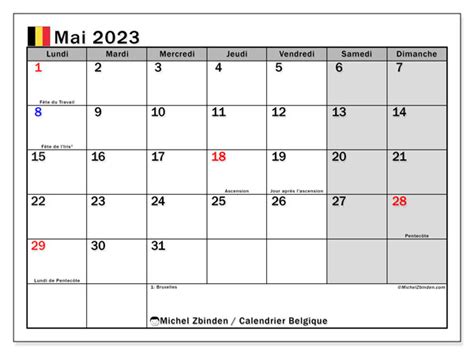 Calendrier Mai 2023 à Imprimer “482ld” Michel Zbinden Be