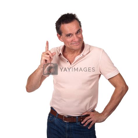 Smiling Man Pointing Upwards Wagging Finger By Scheriton Vectors