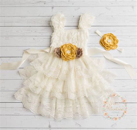Ivory Rustic Flower Girl Dress Junior Bridesmaid Dress Country Flower
