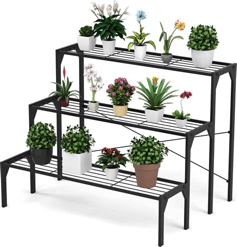 Costway 3 Tier Plant Stand Stair Style Metal Flowers Pot Holder