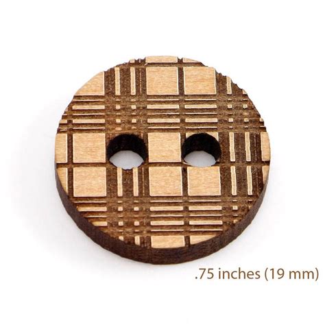 Plaid Wood Buttons 34 Inch 19 Mm Engraved Knitting Buttons Unique