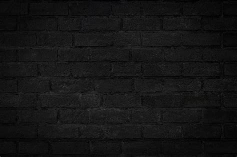 Old Vintage Black Color Grunge Brick Wall Textured Background With