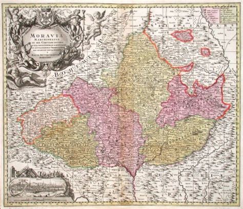 Antique Map Moravia Marchionatus In Sex Circulos Divisus