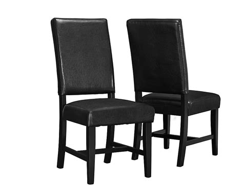 Newcomb blackened wood dining chair. Leather Wood Black Parson Armless Dining Chair with Black ...