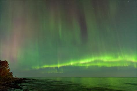 Northern Lights Over Lake Superior From Union Bay Campground Porcupine