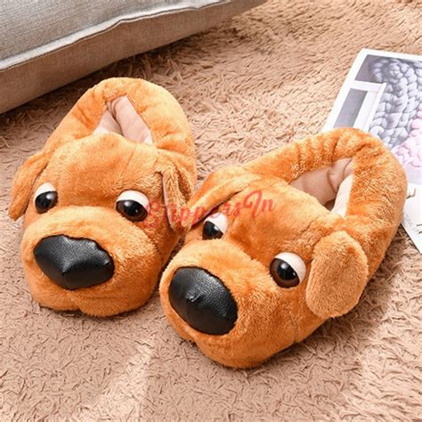 Cute Dog Slippers For Adults Fuzzy Animal Slipper Shoes