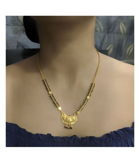 Jewellery Womens Pride Gold Plated Mangalsutra Necklace 18 Inches Chain Golden Pendant With