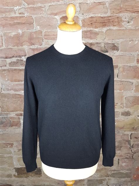Marks And Spencer Black Crew Neck Cashmere Jumper Softtouch Cashmere