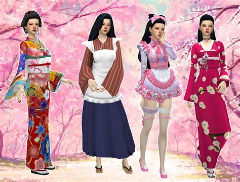 Mmcc And Lookbooks Cultural Lookbook Japanese Sims 4 Clothing