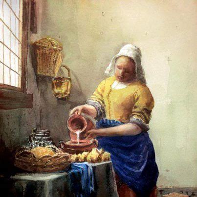 Vermeer Woman Who Pours Milk X Cm Watercolor Painting By Takashi