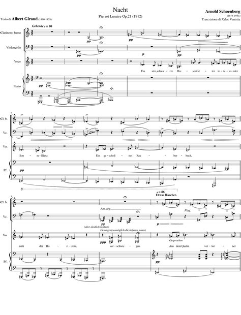A Schoenberg Nacht Pierrot Lunaire Op21 Sheet Music For Piano