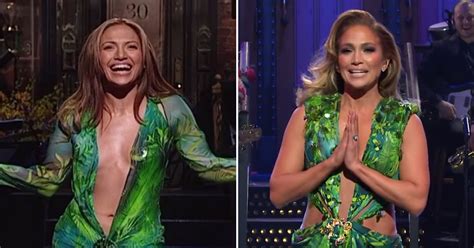 Jennifer Lopez Wore Her Green Versace Dress In Snl Monologue Popsugar