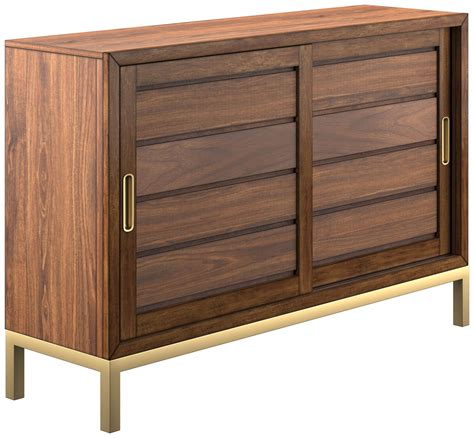 Medora Walnut And Gold Sliding Door Sideboard In 2022 Sliding Doors