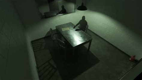 Time Lapse Animation Of An Interrogation Room With Dark Silhouette Of