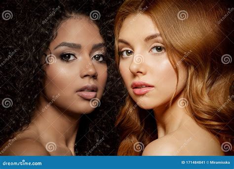 Multi Ethnic Beauty Caucasian And African Different Ethnicity Women