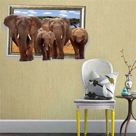 Fashion Elephants Picture Frame Pattern 3d Wall Stickers For Living